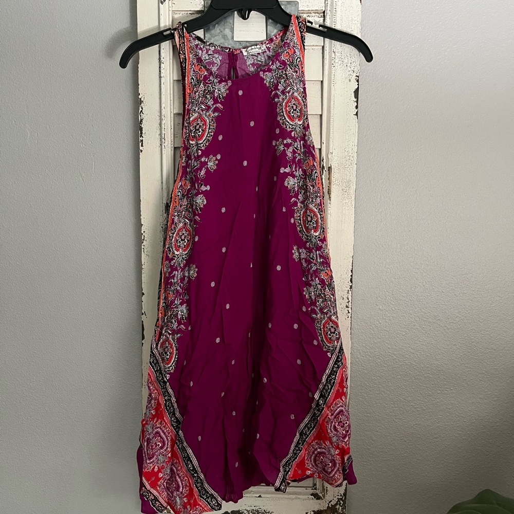 Free People Pink/Purple and Red Flowy Floral Mini Dress